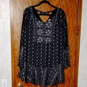 Style & Co. Black Patterned Tunic Top/ Dress